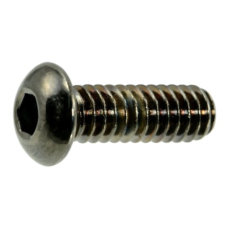 Midwest Fastener 1/4"-20 Socket Head Cap Screw, Button, Black Chrome Plated Steel, 3/4 in Length, 8 PK 33926